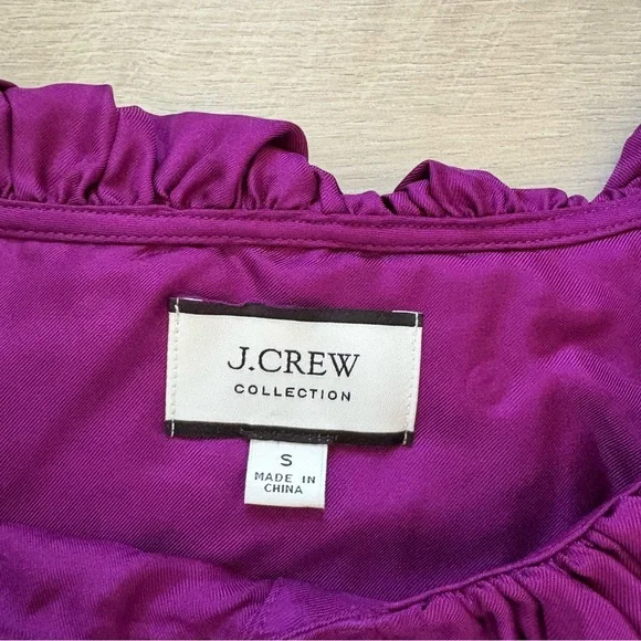 J. Crew Collection Silk Purple Blouse with Ruffle Neckline - Picture 3 of 12